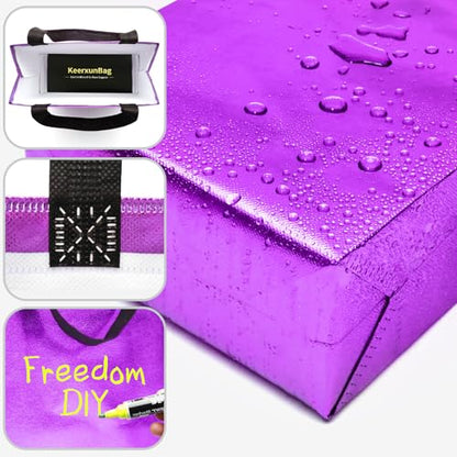 KeerxunBag Purple Gift Bags - 12pk - Reusable - With Inner Liner Paper - color: Purple