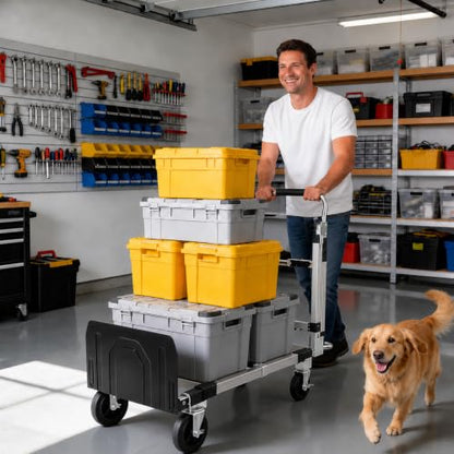 Folding Hand Truck Dolly Cart with Wheels, 500lb Load, Silver Black - color: Silver+black