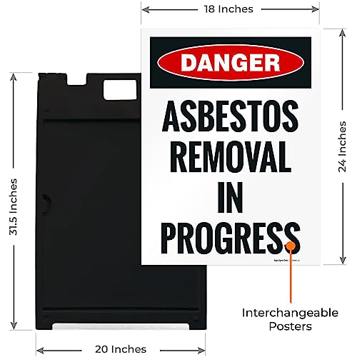 OSHA Danger Asbestos Removal in Progress Sidewalk Sign Kit, - size: 18x24 Inches, style: A-frame + 2 Panel Kit