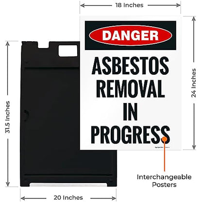 OSHA Danger Asbestos Removal in Progress Sidewalk Sign Kit, - size: 18x24 Inches, style: A-frame + 2 Panel Kit