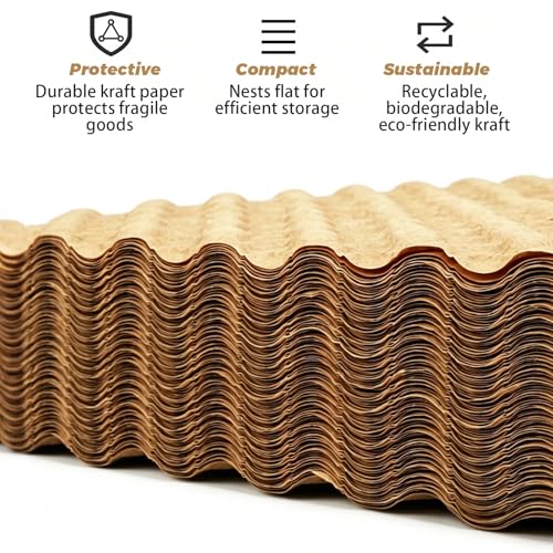 200PCS Paper Bubble Wrap Sheets for Packing 11x15 Inch, Recyclable Packing Paper for Glass & Dishes, Bubble Wrap for Moving & Shipping, Kraft Paper Cushioning Wrap