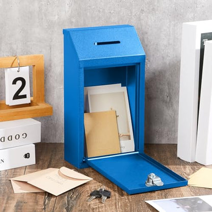 Yaocom Metal Money Box,Blue,10.24 x 5.71 x 2.95 Inch,No Lid - color: Blue, size: 10.24 x 5.71 x 2.95 Inch, style: No Lid