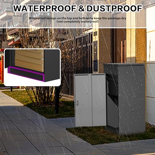 Package Delivery Boxes for Outside, Large Mailbox for Parcel 19.7”x16.1x”41.3”, Anti-Theft Parcel Mailbox with Coded Lock, Wall Mounted Waterproof Home Parcel Box for Porch Yard, Galvanized Steel - size: 19.7”x16.1”x41.3”
