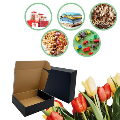 24 Pack 11x9x3 inch Black Shipping Boxes, Cardboard Packaging Mailing Boxes - size: 11x9x3 Inches