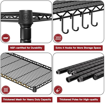 PrimeZone 6 Tier 36" W X 18" D X 78" H Wire Shelving with Wheels 1500lbs - size: 36" W x 18" D x 78" H