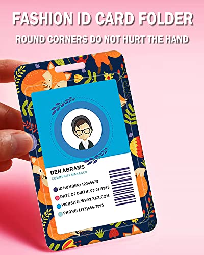BLOCIT ID Badge Holder with Lanyard - Fashionable ID Card Holders with Retractable Lanyards - Soft Fiber Metal Clip Sturdy Buckle for Key Wallet - Work Nurse Teacher (Cute Flower Fox) - color: Cute Flower Fox