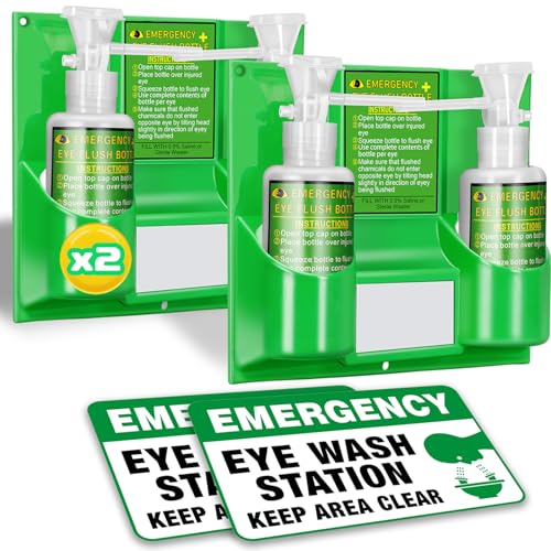 Magula Portable Eye Wash Station OSHA-Approved,BPA Free, Wall-Mounted First aid Eye Wash kit with 17oz Empty Bottles & Mirror,Emergency Eyewash, No Eye Wash Solution 2Pcs - color: 2 Pcs