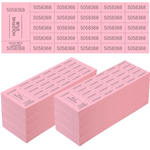 Kosiz 1000 Sheet Chinese Auction Raffle Tickets 25 Bid, Pink - color: Pink, size: 25 Bid