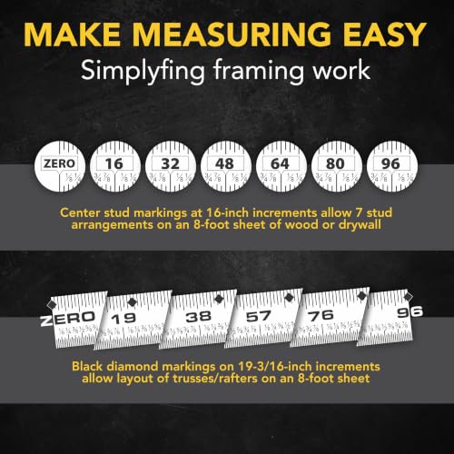 LEXIVON [3-Pack] 25Ft/7.5m AutoLock Tape Measure | 1-Inch Wide Blade with Nylon Coating, Matte Finish White & Yellow Dual Sided Rule Print | Ft/Inch/Fractions/Metric (LX-205X3) - size: 25 ft 3-Pack