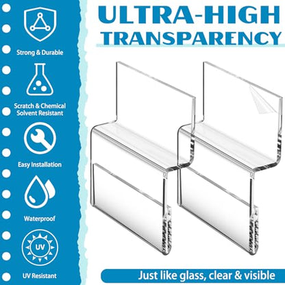 Kathfly 12 Pack Clear Acrylic Slatwall Sign Holder 3.5" x 2" Label Display