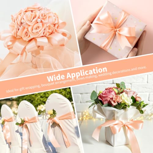 Mauproy Peach Satin Ribbon, 1-1/2 Inch, 50 Yards - color: Peach