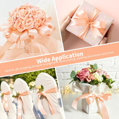 Mauproy Peach Satin Ribbon, 1-1/2 Inch, 50 Yards - color: Peach