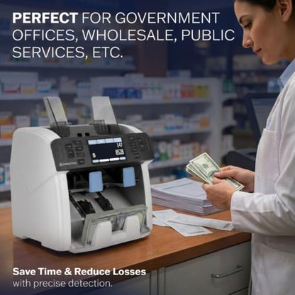 Carnation Money Counter Machine Cash Counting & Mixed Denomination Bill Counter, Portable Currency Detector, Counterfeit Bank Scanner, Dollar Sorter for Commercial, 1100 N/M, UV/MG/MT/IR/2CIS - size: CR1500