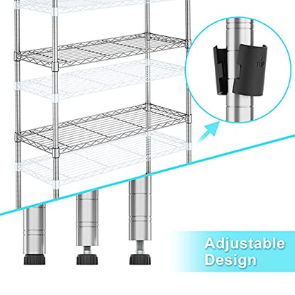 Auslar 4-Tier Heavy Duty Wire Shelving, Adjustable Storage Rack, Chrome - size: 4 Tier