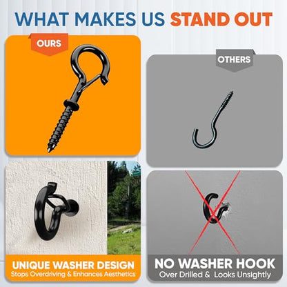 [HEAVY-DUTY] 250Lbs 5’’ M8 Q-Hanger Hook with Safety Buckle & Washer, 4Pcs