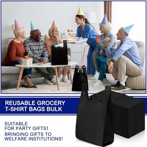 Windyun Large Grocery Bags Bulk Non Woven Totes - color: Black