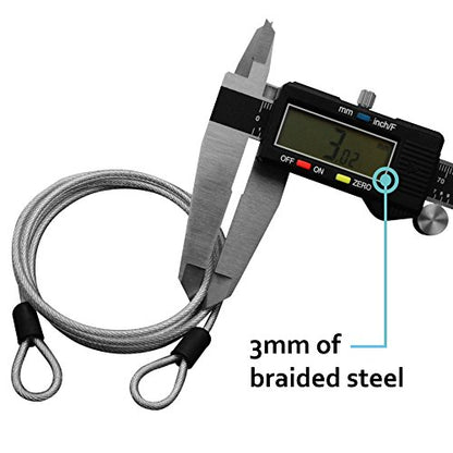 Lumintrail 4 Foot 3mm (1/8th Inch) Braided Steel Coated Security Cable Luggage Lock Safety Cable Wire Double Loop (4 Pack) - size: 4-FT (4 Pack)