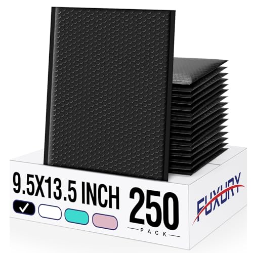 Fuxury Bubble Mailers Bulk 9.5x14.5" 250 Pack Black Large Padded Envelopes - color: Black, size: 9.5x14.5" 250PC