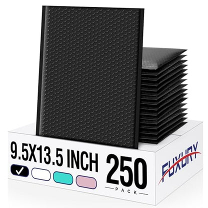 Fuxury Bubble Mailers Bulk 9.5x14.5" 250 Pack Black Large Padded Envelopes - color: Black, size: 9.5x14.5" 250PC