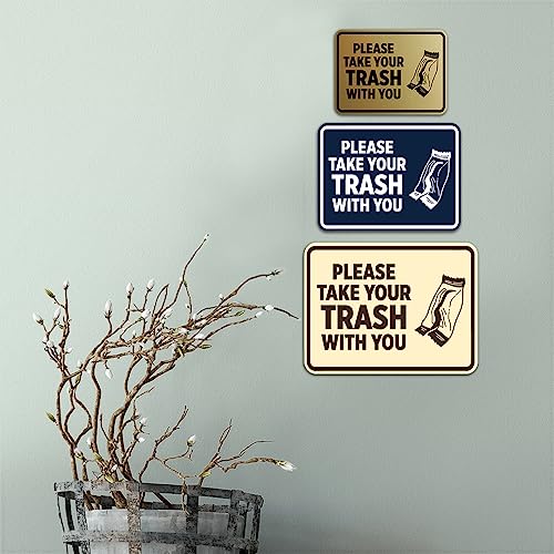 Signs ByLITA Classic Framed Please Take Your Trash With You Sign (Brushed Gold) - Large - color: Brushed Gold, size: Large (6" x 8")