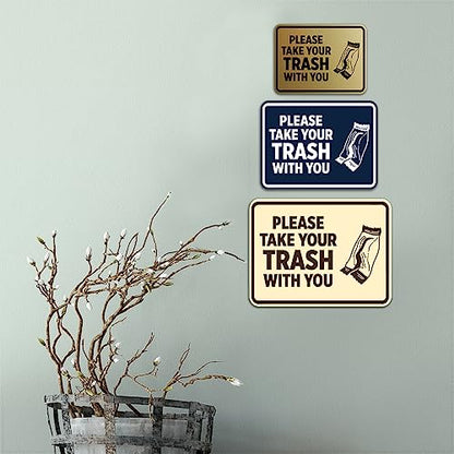 Signs ByLITA Classic Framed Please Take Your Trash With You Sign (Brushed Gold) - Large - color: Brushed Gold, size: Large (6" x 8")