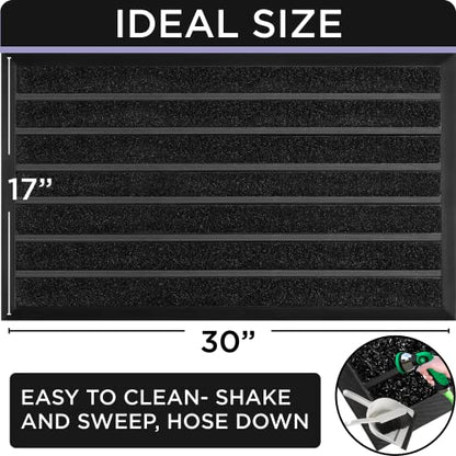 ubdyo Extra Durable Door Mat Outside Entrance (30" x 17", Bright Black) - color: Bright Black, size: 30" x 17" (Rectangular)