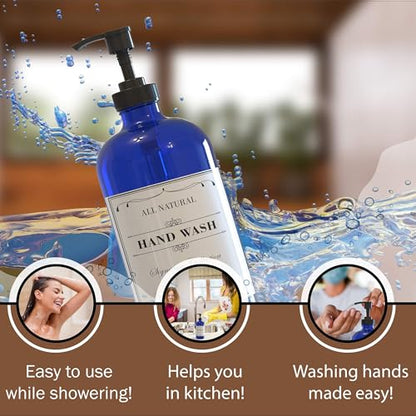Sunrise Premium Cobalt Blue Glass Soap Dispenser with Pump, 2 Pack - color: Cobalt Blue Glass - Plastic Pump