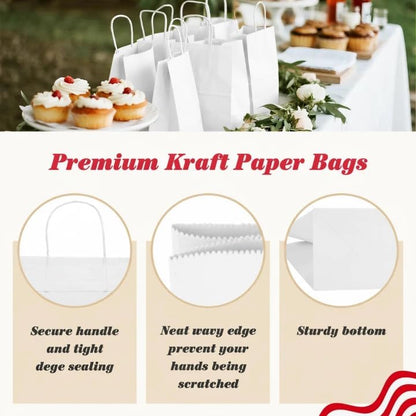 GSSUSA 400 Pack 8x4.25x10.5'' Paper Bags with Handles Bulk, White Paper Gift Bags for Small Business - color: White, size: 8x4.25x10.5 Inch (Pack of 400)