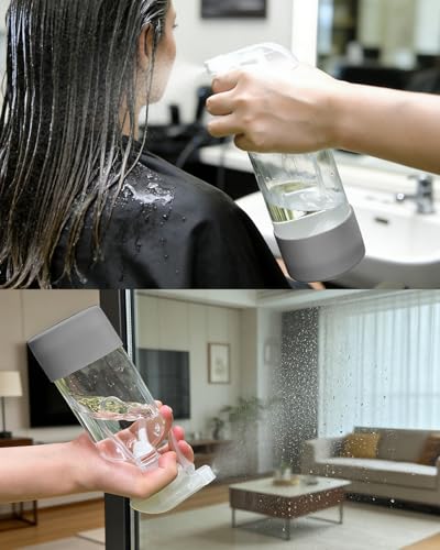 2 Pack 360° Glass Spray Bottles with Silicone Sleeve Grey - color: Grey