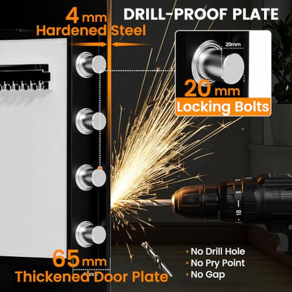 8.2 Cub Fireproof Safe with Inner Lock Box for Home Use, Closet-Friendly - size: 8.2 Cub