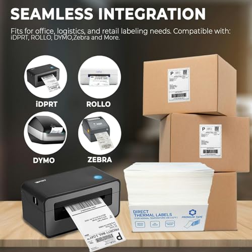Rockin Rolls 4x6 Direct Thermal Fanfold Labels, 2000 Count, 4 Packs of 500