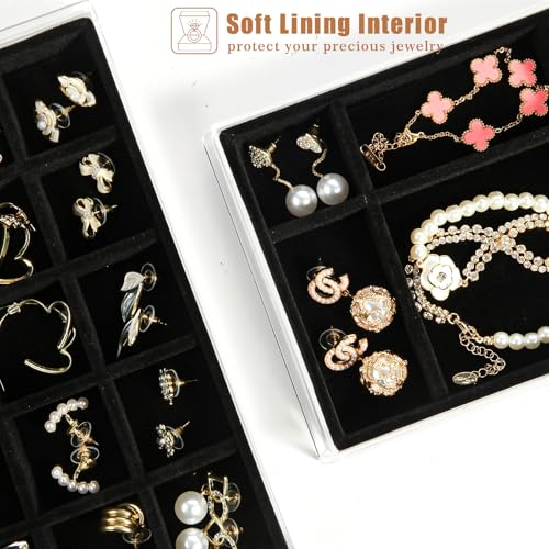 GUOER Earring Organizer, Acrylic Jewelry Box with 5 Drawers for Women,Black - color: Black