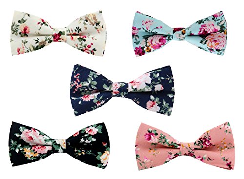 LEVAO Men's Cotton Floral Printing Bow Tie - color: Cb069