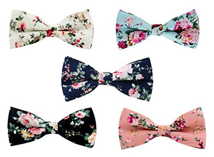 LEVAO Men's Cotton Floral Printing Bow Tie - color: Cb069