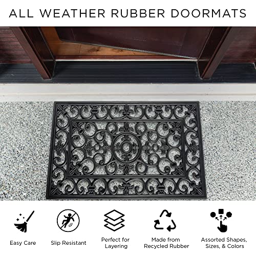 DII Rubber Doormats Collection All Weather, 18x30, Silver Welcome Scroll - color: Silver Welcome Scroll, size: 1'6" x 2'6" (Rectangular)