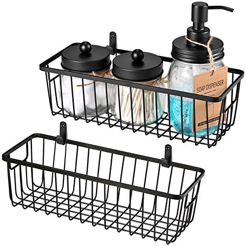 SheeChung Metal Wire Basket, Small Storage Baskets for Bathroom Kitchen - color: Black, size: Small, 2 Pack