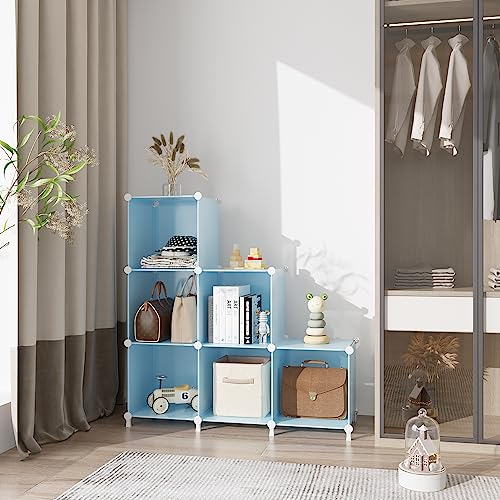 AWTATOS Cube Storage Organizer, Closet Organizers, 6 Cube Shelf, Blue - color: Blue