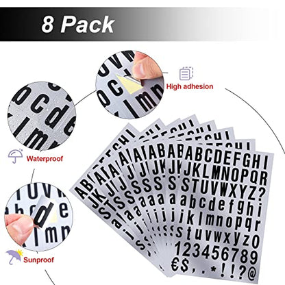 Zonon 8 Sheets Mailbox Numbers Letters Stickers,1 Inch,Black in Silver - color: Black in Silver, size: 1 Inch