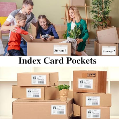 36 Pack Adhesive Index Card Pockets 5 x 7, Clear Top-Loading Holders - size: 5 x 7 Inches