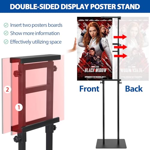 4-Pack Poster Stand - Heavy Duty, Double-Sided, Adjustable Height Up to 80 inches, Outdoor Banner Stand - Black - size: 4 Pack Poster Stand