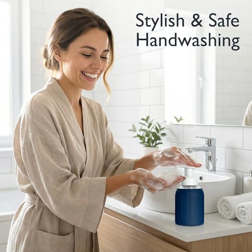 Foaming Glass Hand Soap Dispenser Navy Blue Foam 8oz - color: Navy Blue