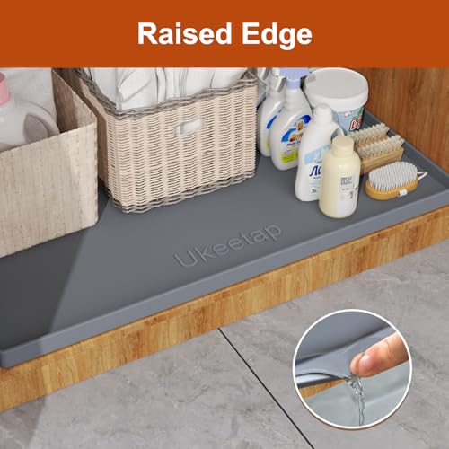 19" x 34" Extra Thick Silicone Mat Waterproof with Raised Edge, Gray - color: Gray, size: 19"L x 34"W