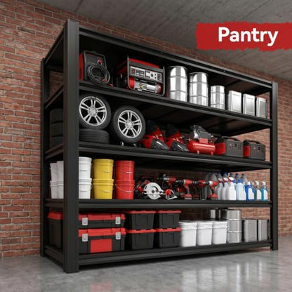 5-Tier Heavy Duty Garage Shelving, 5000LBS Capacity, 84" H x 62" W x 24" D, Boltless Adjustable Metal Storage Rack for Garage, Warehouse, Basement, Shop, Pantry, Black - size: 84"H x 62"W x 24"D