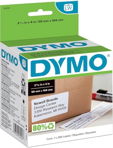DYMO Authentic LW Large Shipping Labels, for LabelWriter Label Printers, Prints Up to 6-Line Addresses, 2-5/16" x 4", 1 Roll of 300 (Pack of 10) - size: 1 Roll (Pack of 10)