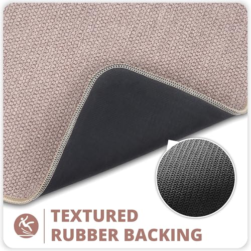 Bath Mat,Ultra Thin Bathroom Rugs,Rubber Bath Mats for Bathroom,Bath rugs - color: Beige, size: 1'5" X 2'3" (2 Pack)