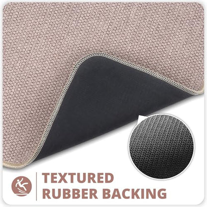 Bath Mat,Ultra Thin Bathroom Rugs,Rubber Bath Mats for Bathroom,Bath rugs - color: Beige, size: 1'5" X 2'3" (2 Pack)