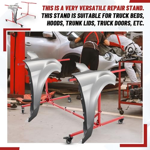 Aurelema Large Folding Pick up Bed Dolly Truck Bed Stand Auto Body Dolly that Holds up to 600 Lbs Red Automotive Body Cart Truck Lifter