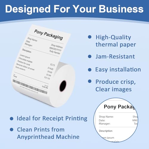 50 Rolls Thermal Receipt Paper Rolls 2 1/4 X 200, Fits All Pos Cash Registers, BPA Free Thermal Paper Rolls For Clover POS Cash Register Printers,Thermal Paper Receipt Roll By Pony Packaging - style: 2 1/4 X 200 Thermal-50Rolls