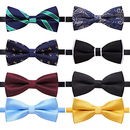 AUSKY 8 PACKS Elegant Adjustable Pre-tied Bow Ties for Men Boys (1&4&5&6&8 Pack for option) - color: G
