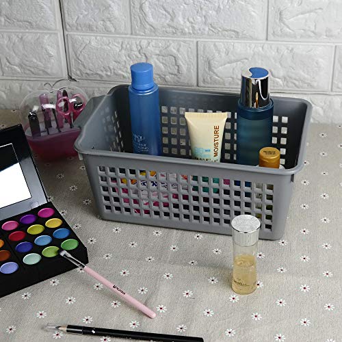 4 Packs Small Plastic Storage Baskets Set, Grey - size: shelf baskets